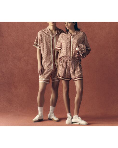 Oversized hemd met monogramprint latte/crystalline-iberis