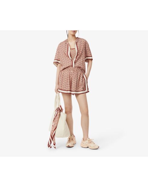 Oversized hemd met monogramprint latte/crystalline-iberis