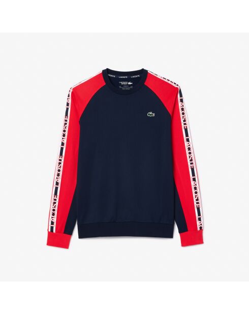 Sportief sweatshirt met kleurblokken en marineblauw/grenadine strepen
