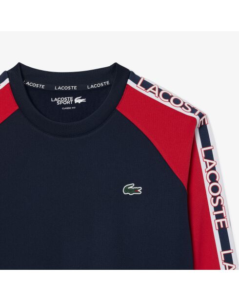 Sportief sweatshirt met kleurblokken en marineblauw/grenadine strepen