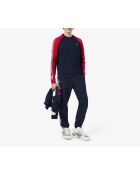 Sportief sweatshirt met kleurblokken en marineblauw/grenadine strepen