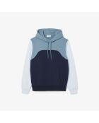 Donkerblauw/kalkstenen kreeksweatshirt met klassieke pasvorm en kleurvlakken