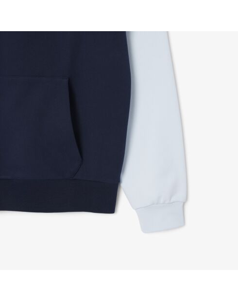 Donkerblauw/kalkstenen kreeksweatshirt met klassieke pasvorm en kleurvlakken