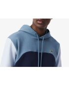 Donkerblauw/kalkstenen kreeksweatshirt met klassieke pasvorm en kleurvlakken