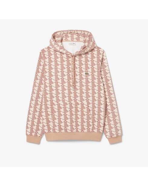 Fleece-Kapuzenpullover mit Latte/Iberis-Monogramm