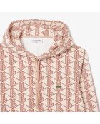 Fleece-Kapuzenpullover mit Latte/Iberis-Monogramm