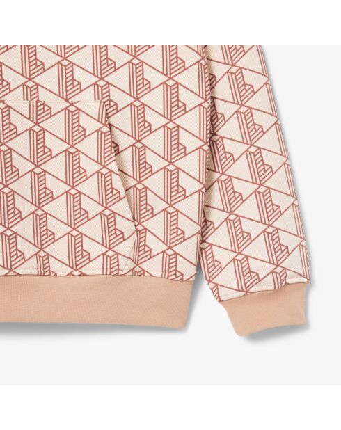 Fleece-Kapuzenpullover mit Latte/Iberis-Monogramm