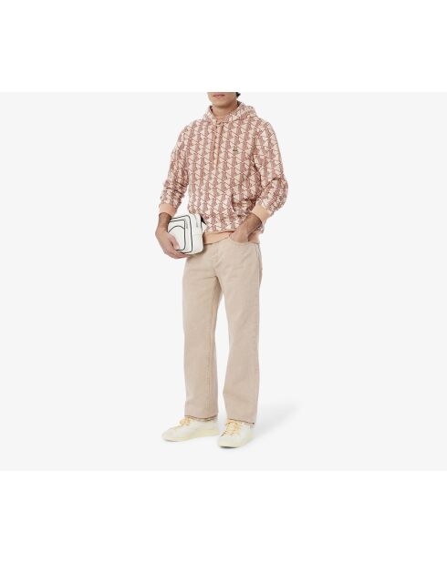 Fleece-Kapuzenpullover mit Latte/Iberis-Monogramm