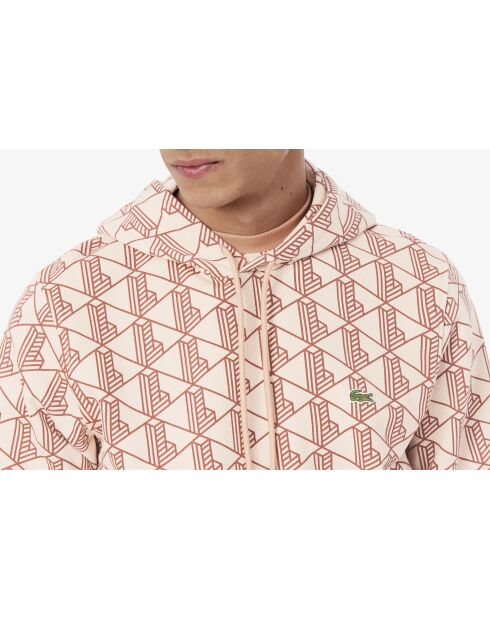 Fleece-Kapuzenpullover mit Latte/Iberis-Monogramm