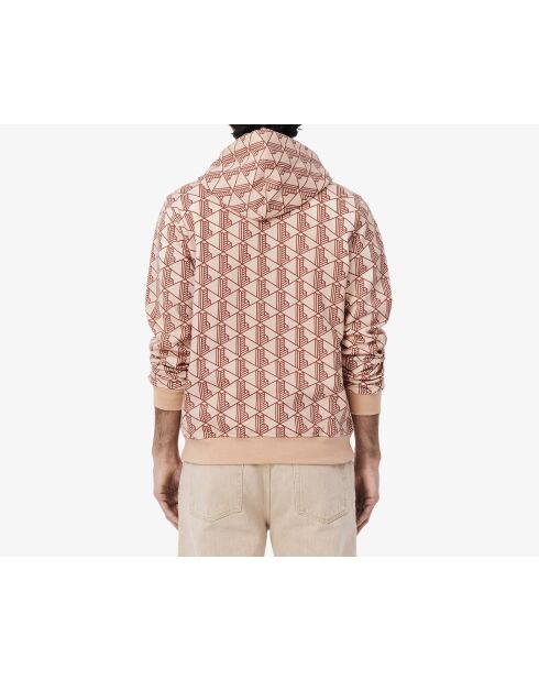 Fleece-Kapuzenpullover mit Latte/Iberis-Monogramm