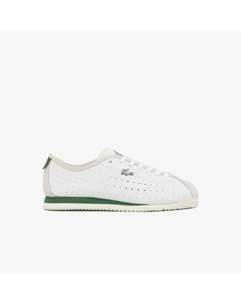 Wit/donkergroene leren Club-Low sneakers