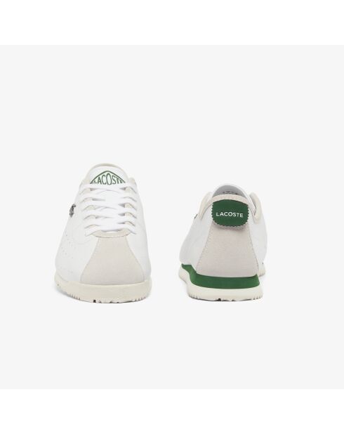 Wit/donkergroene leren Club-Low sneakers