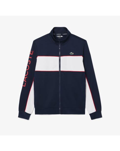 Sportsweatshirt met ritssluiting en marineblauw/witte grenadine-print