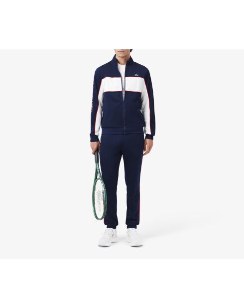 Sportsweatshirt met ritssluiting en marineblauw/witte grenadine-print