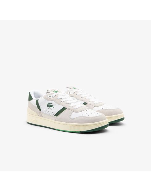 Zapatillas T-Clip Set de piel blanca/verde oscuro