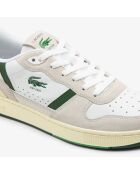 Zapatillas T-Clip Set de piel blanca/verde oscuro