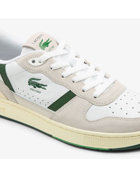 Zapatillas T-Clip Set de piel blanca/verde oscuro