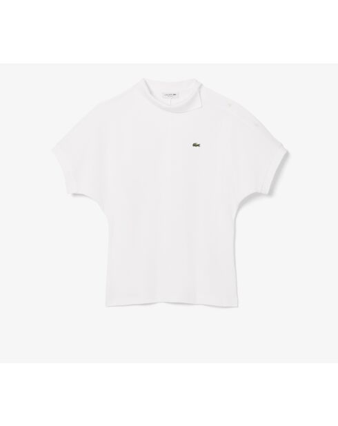 Asymmetrisches Poloshirt mit weißem Piqué