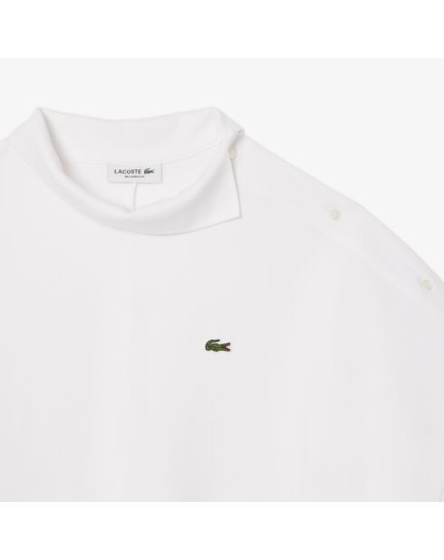 Asymmetrisches Poloshirt mit weißem Piqué