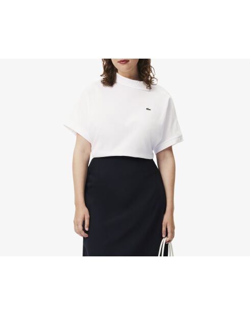 Asymmetrisches Poloshirt mit weißem Piqué
