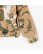 Kaki/Weens polosweatshirt met oversized jacquardfleece uit Lapland