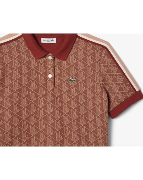 Polo slim fit jacquard monogramme iberis/latte