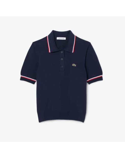 Polo court coton stretch 3D sans couture marine/ruisseau-grenadine