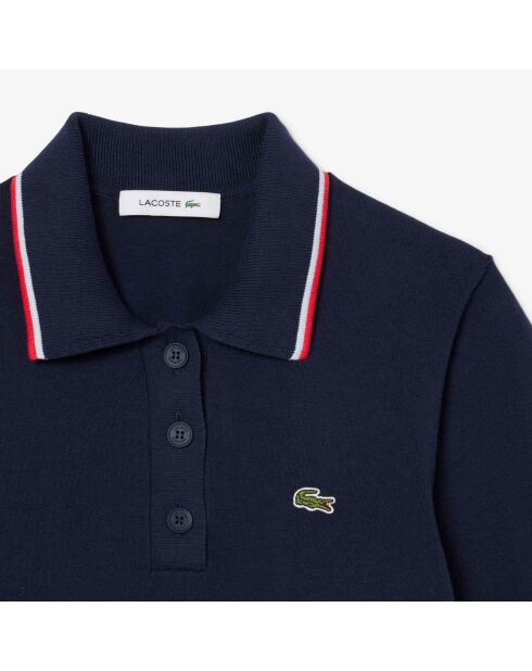 Polo court coton stretch 3D sans couture marine/ruisseau-grenadine