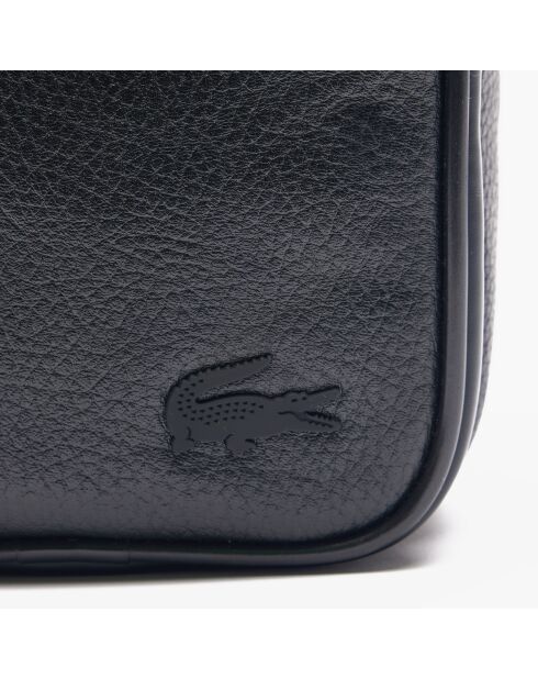 Petite sacoche Angy en cuir grainé noir - 14x19x5 cm