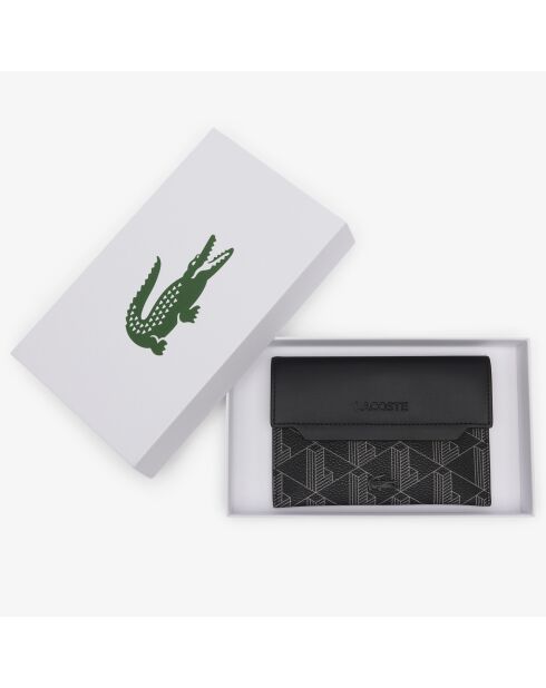 Funda para pasaporte The Blend con monograma negro y gris, 15 x 10,5 x 0,2 cm