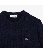 Kabeltrui van katoen en marineblauwe wol/methyleen