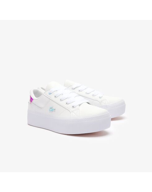 Ziane Platform wit/lichtroze leren sneakers