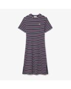 Gestreiftes Jersey-T-Shirtkleid in Marineblau/Grenadine-Stream