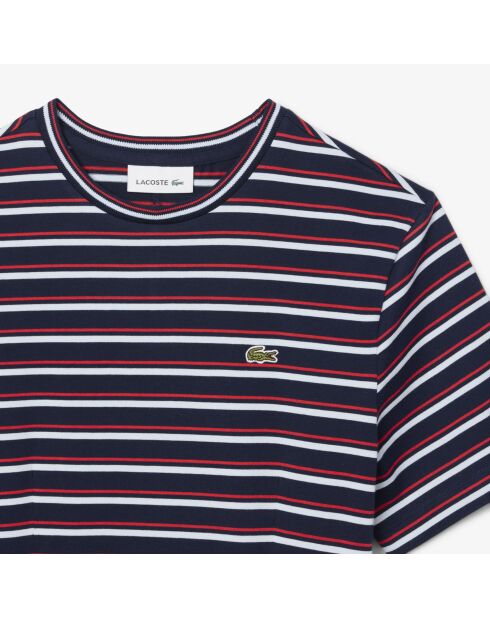 Marineblauw/Grenadine-Stream gestreepte T-shirtjurk van jersey