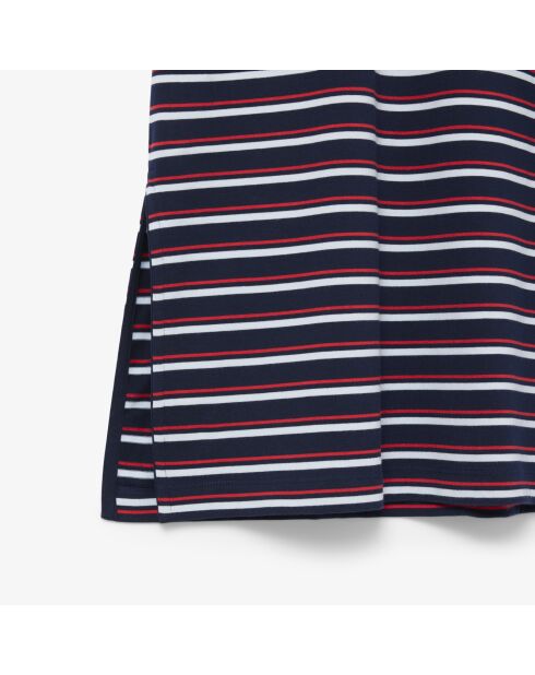 Marineblauw/Grenadine-Stream gestreepte T-shirtjurk van jersey