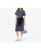 Gestreiftes Jersey-T-Shirtkleid in Marineblau/Grenadine-Stream