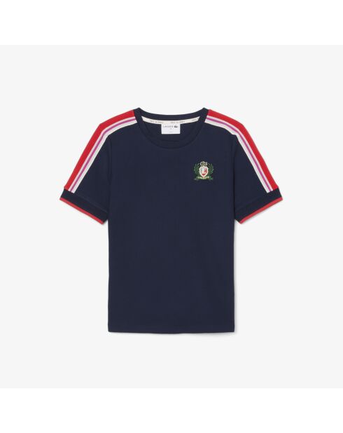 Navyblaues Piqué-Noppé-T-Shirt