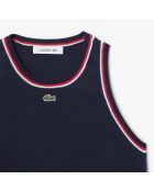 Marineblauw/Ruisseau-grenadine mouwloze top van katoenjersey