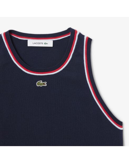 Marineblauw/Ruisseau-grenadine mouwloze top van katoenjersey