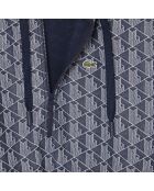 Marine/witte jacquardjurk met capuchon en monogram