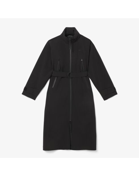 Zwarte oversized waterdichte lange parka met capuchon