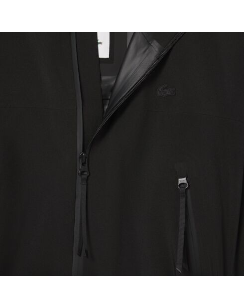 Zwarte oversized waterdichte lange parka met capuchon