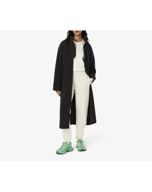 Zwarte oversized waterdichte lange parka met capuchon