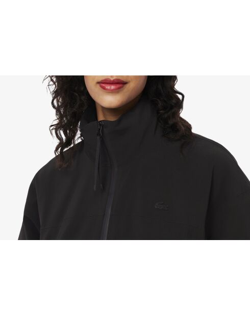 Zwarte oversized waterdichte lange parka met capuchon