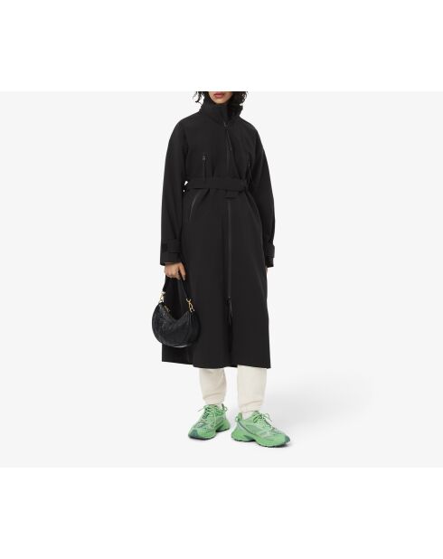 Zwarte oversized waterdichte lange parka met capuchon