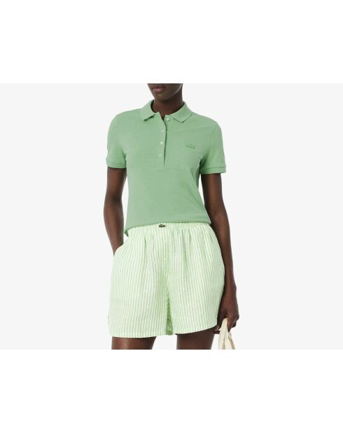 Polo L.12.D slim fit en mini Piqué stretch basilic chine