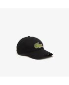 Gorra negra ajustable de sarga de algodón