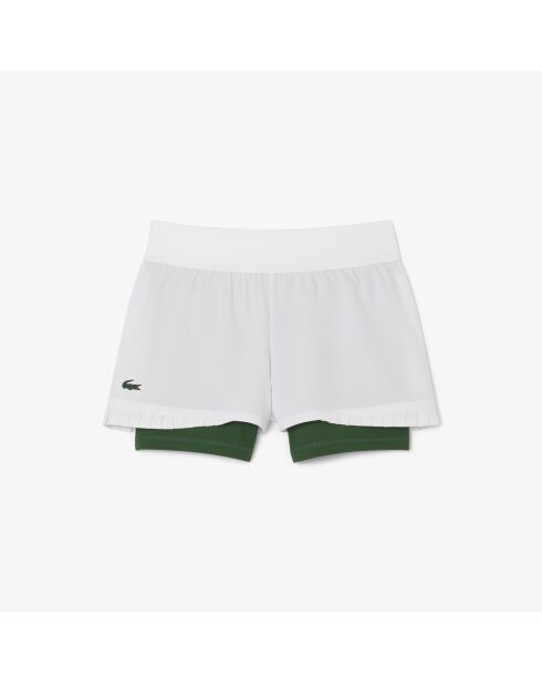 Ultradroge wit/groene geïntegreerde korte tennisshort