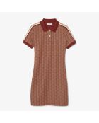 Slimfit-Polokleid aus Jacquard-Jacquard-Jacquard mit Iberis/Latte-Monogramm