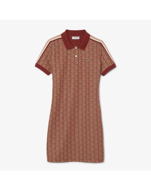 Slimfit-Polokleid aus Jacquard-Jacquard-Jacquard mit Iberis/Latte-Monogramm